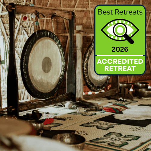 Gongs used in wellness retreats for relaxation and meditation practices.